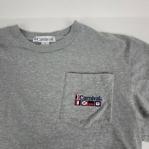Carnival Cruise T Shirt Adult XL  Steel Gray Embroidered Short Sleeve Pocket Tee